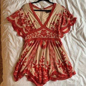 Honey Punch embroidered romper